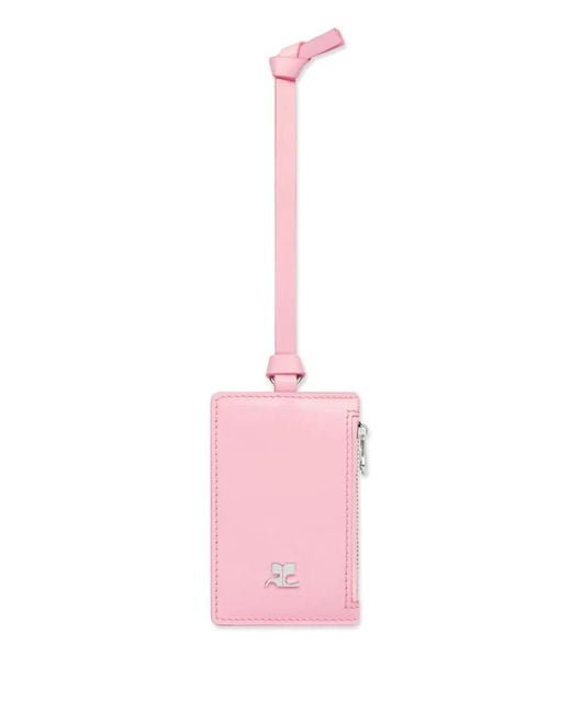 Courreges Pink Zip Leather Cardholder
