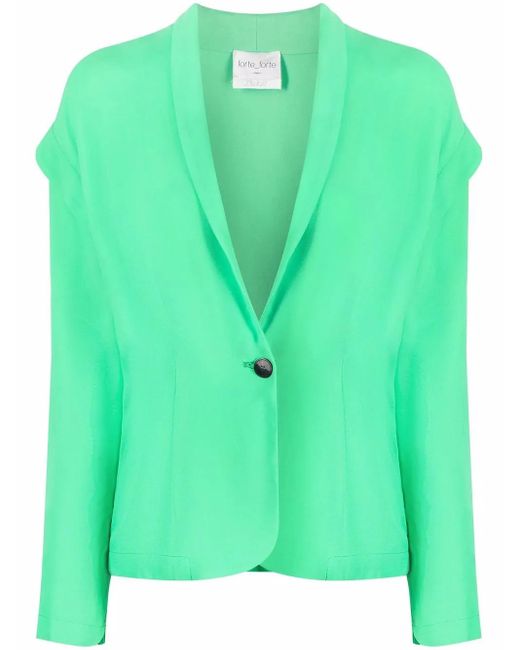 Forte_forte Green Drop-Shoulder Single-Breasted Blazer