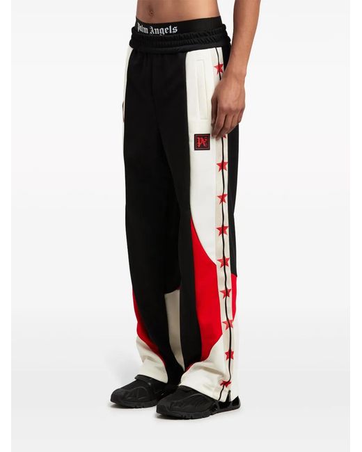 Palm Angels Red Paxhaas Contrast-Panel Track Pants for men