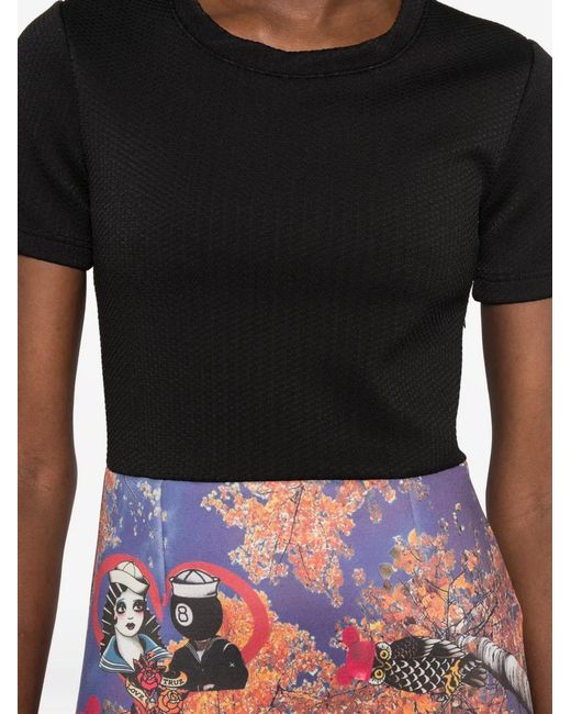 The Artistylist Black Graphic-Print A-Line Mini Dress