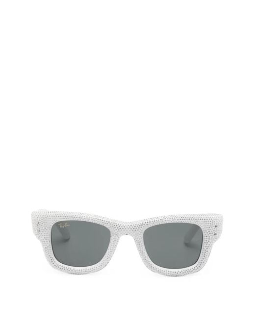 Ray-Ban Gray X A$Ap Rocky Wayfarer Puffer Crystal-Embellished Sunglasses