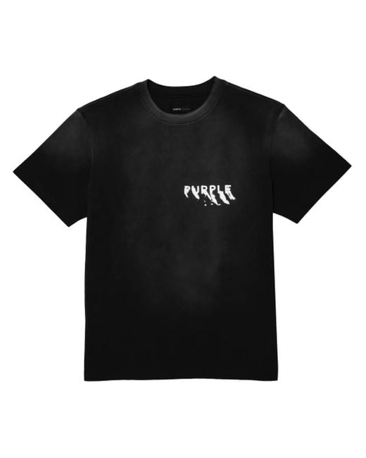 Purple Brand Black Logo-Print Cotton T-Shirt for men