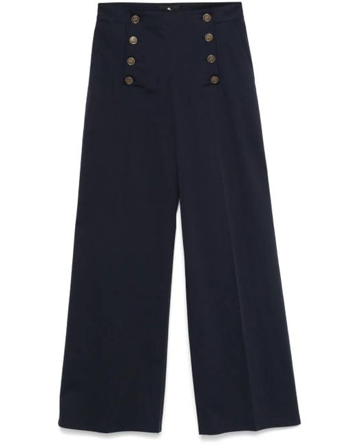 Etro Blue Pegaso-Buttons Trousers