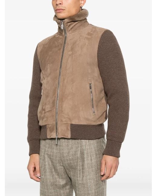 Moorer Brown Zip Jacket for men
