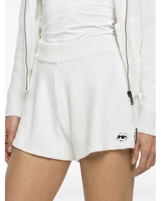 Karl Lagerfeld White Ikon Choupette Fluffy Loungewear Shorts