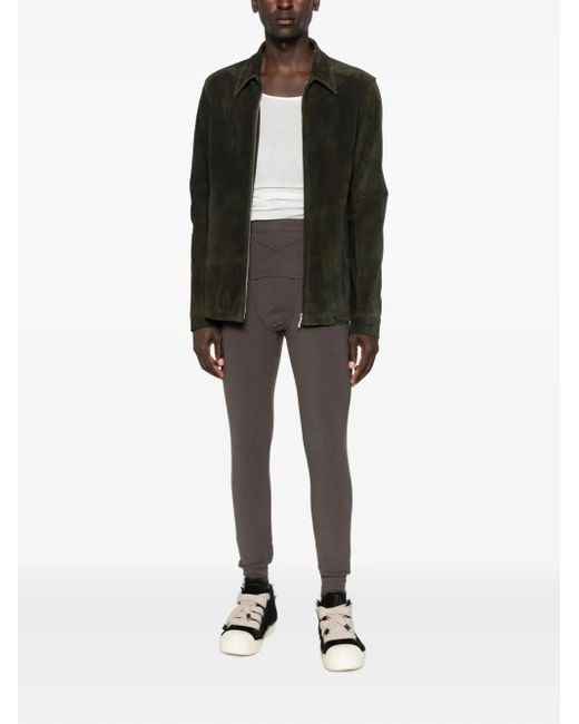 Rick Owens Black Zip-Front Suede Jacket for men