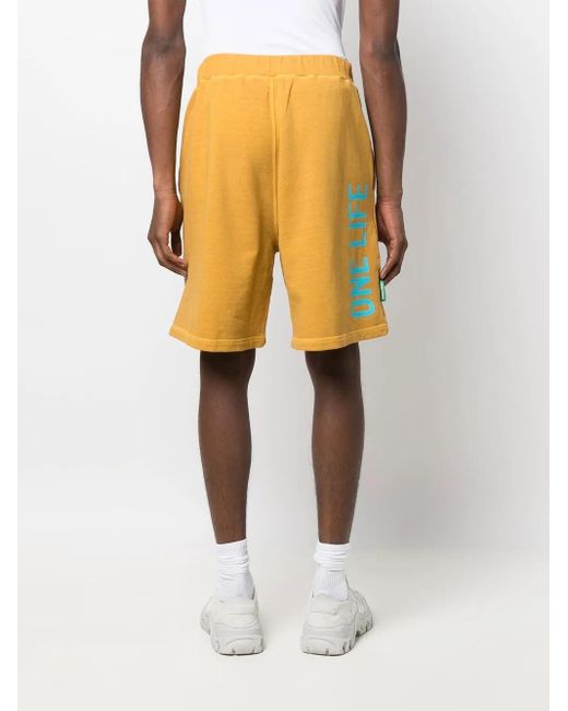 DSquared² Yellow Short De Sport À Logo Imprimé for men