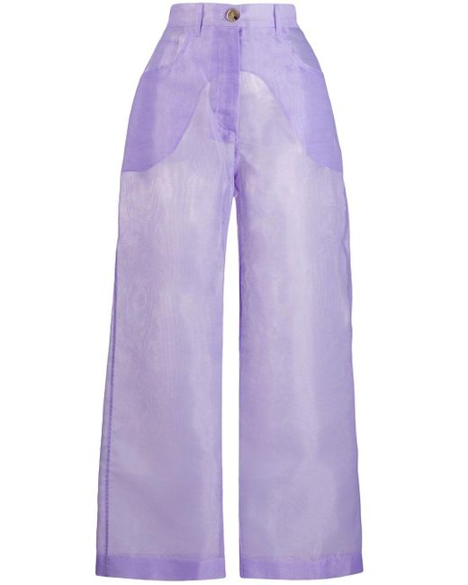 Nanushka Purple Marfa Sheer Trousers