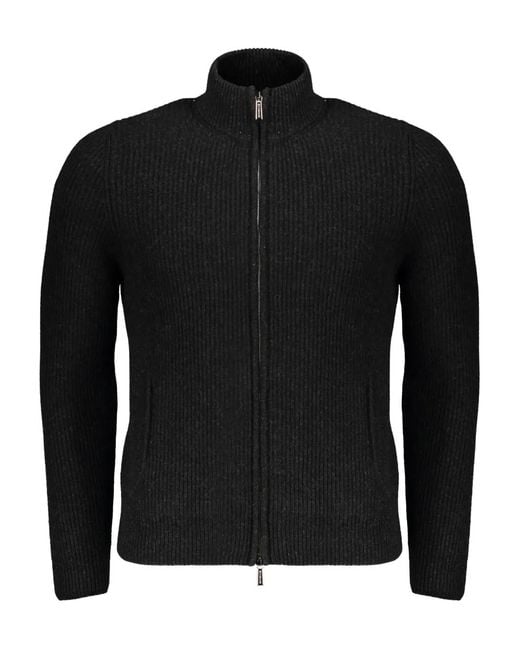 Moorer Black Cardigan Ares-Cah À Col Roulé for men