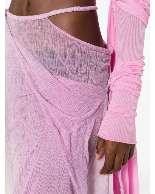 Acne Pink Draped Wrap-Design Maxi Skirt