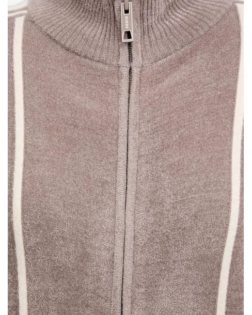 Guess Brown Striped Zip-Up Sweatshirt