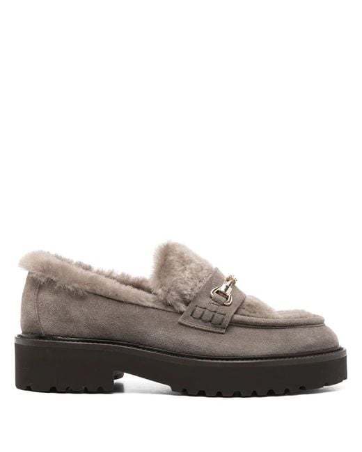 Doucal's Gray Horsebit-Detail Loafers