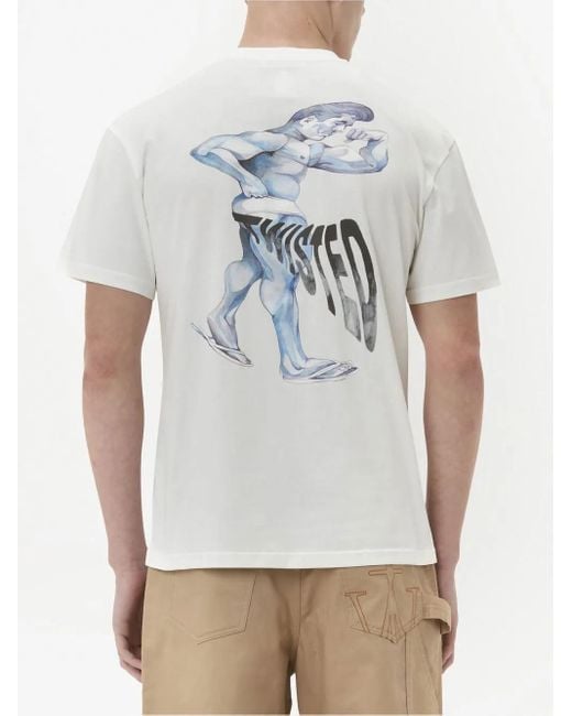 J.W. Anderson White Graphic-Print Short-Sleeved T-Shirt for men