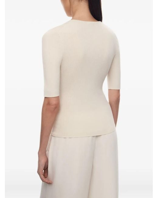 12 STOREEZ White Souffle Ribbed-Knit Top