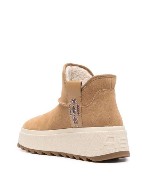 Ash Natural Suede Shearling-Lined Flatform Boots
