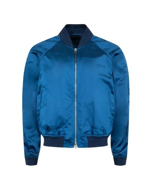 Tom Ford Blue Structured Satin Bomber Jacket for men