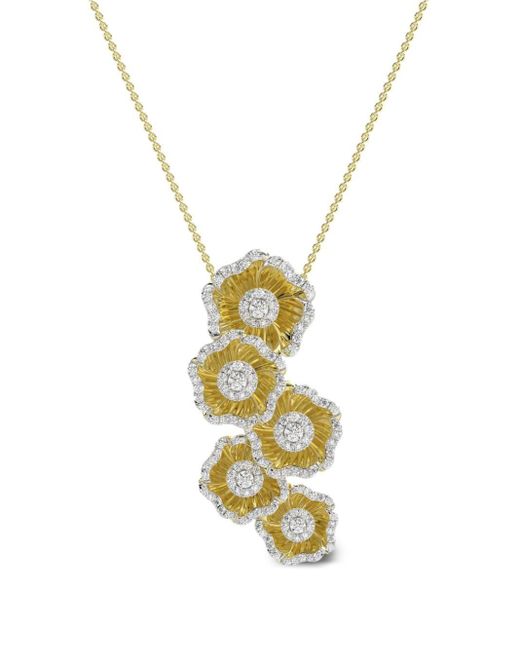 Marchesa Metallic 18kt Yellow Gold Floral Diamond Necklace