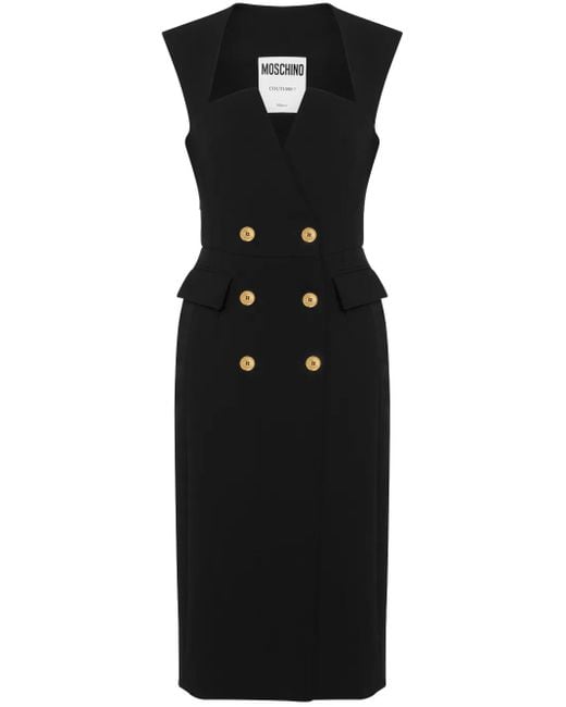 Moschino Black Jet Double-Breasted Midi Dress