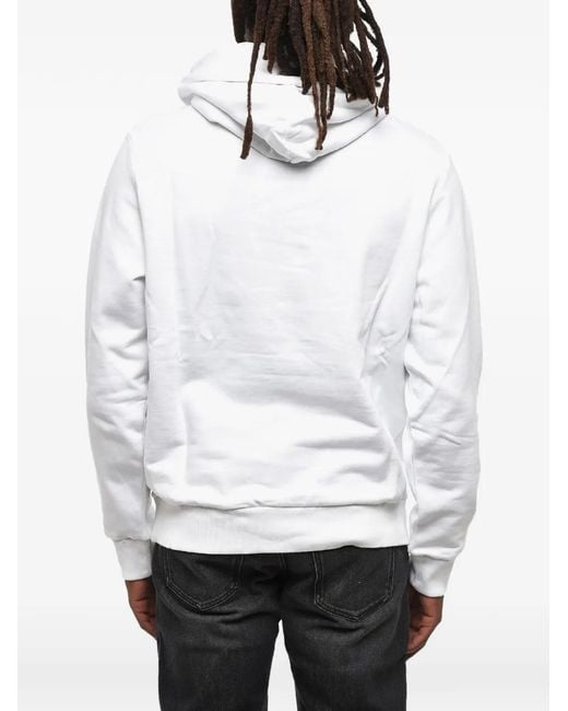 DIESEL White Logo-Print Drawstring Hoodie for men