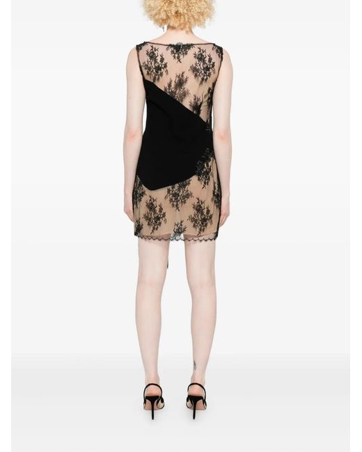 Gemy Maalouf Black Lace-Panelled Minidress