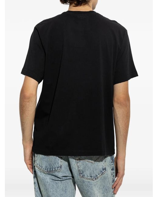 Vetements Black Slogan-Print Distressed T-Shirt for men