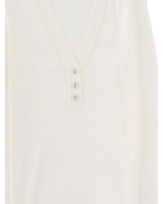 Paul Smith White Button-Up V-Neck Top