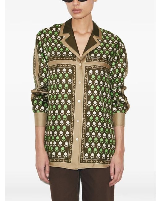 Tory Burch Green Printed Shirt