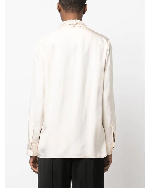 Jil Sander White Ruffle-Trim Blouse