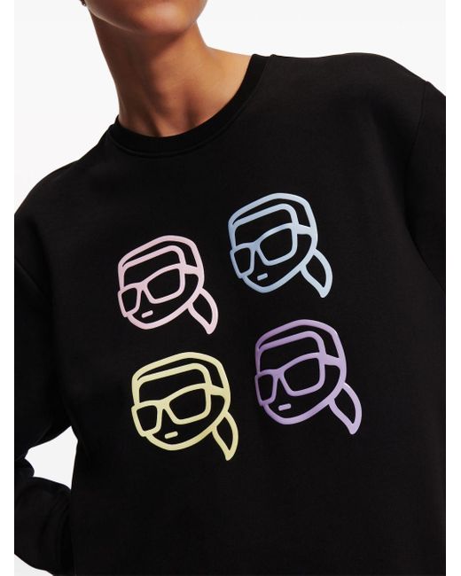 Karl Lagerfeld Black Ikonik Outline Organic-cotton Sweatshirt