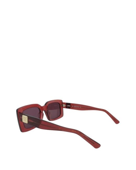 MCM Brown Logo-Plaque Rectangle-Frame Sunglasses for men