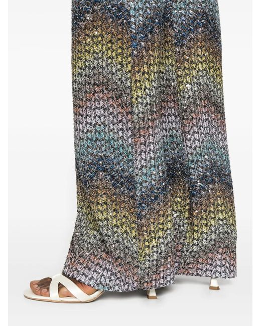 Missoni Gray Zigzag-Knit Flared Trousers