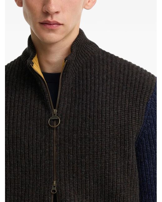 Barbour Black X Paul Smith Gamefair Cable-Knit Zip-Up Cardigan for men