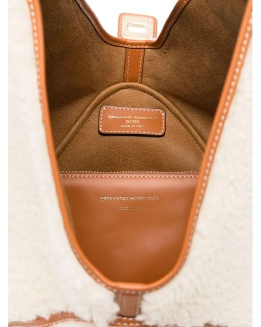 Ermanno Scervino Natural Mittelgroße Schultertasche aus Shearling