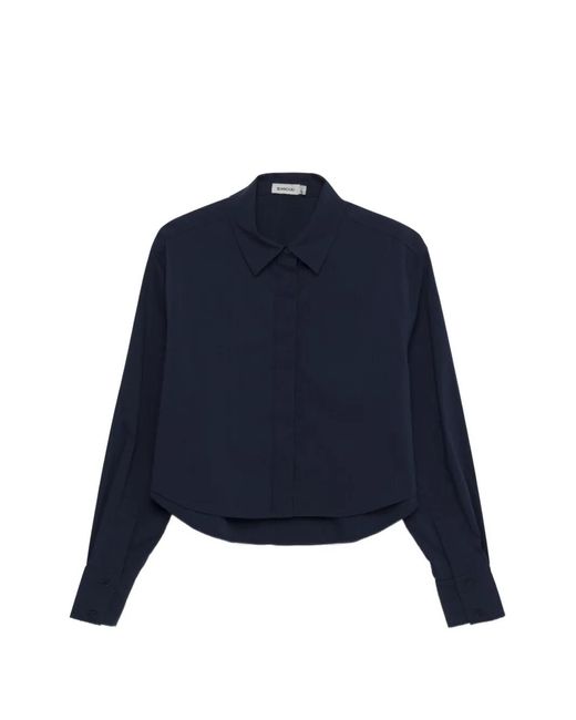 Jonathan Simkhai Blue Renata Cropped Shirt