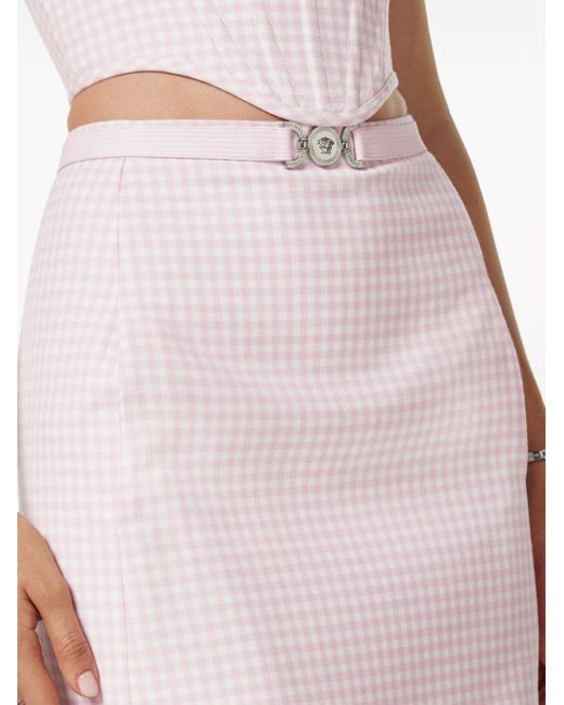 Versace Pink Contrasto Wool Mini Skirt