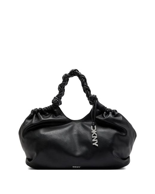 DKNY Black Pia Knotted Handle Tote Bag
