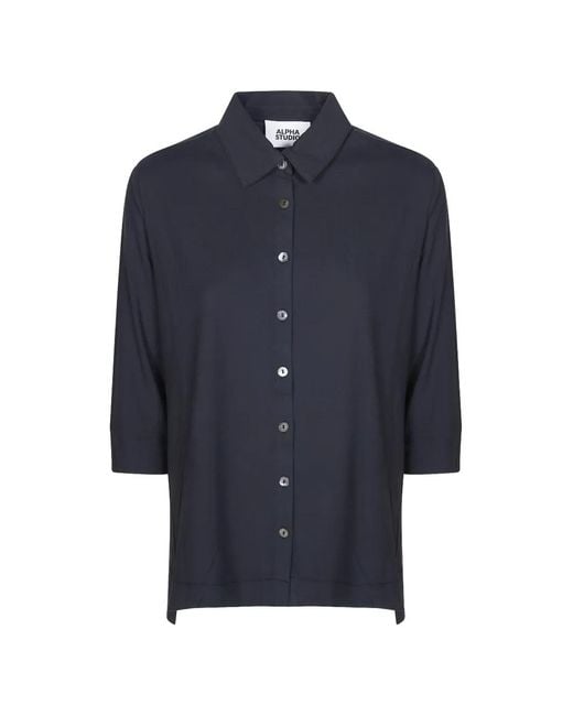 Camisa Con Botones Alpha Studio de color Blue
