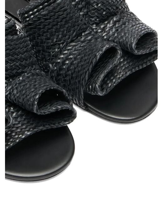 Casadei Black Hanoi Woven Flat Sandals