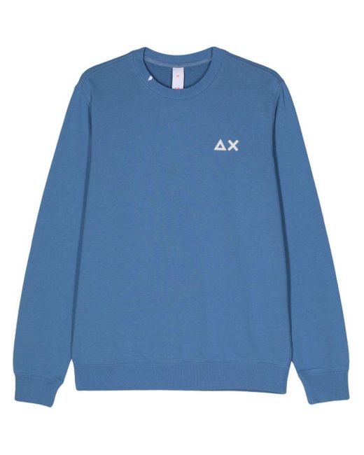 Sun 68 Blue Logo-embroidered Sweatshirt for men