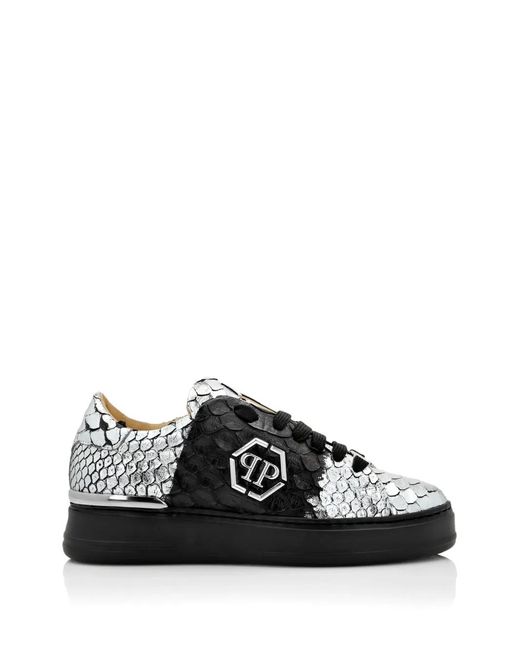 Philipp Plein Black Python Low-Top Sneakers
