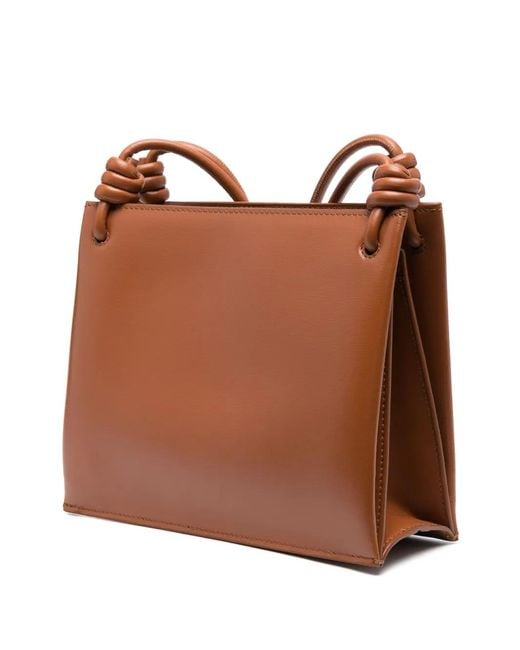 Jil Sander Brown Giro Logo-Embossed Shoulder Bag