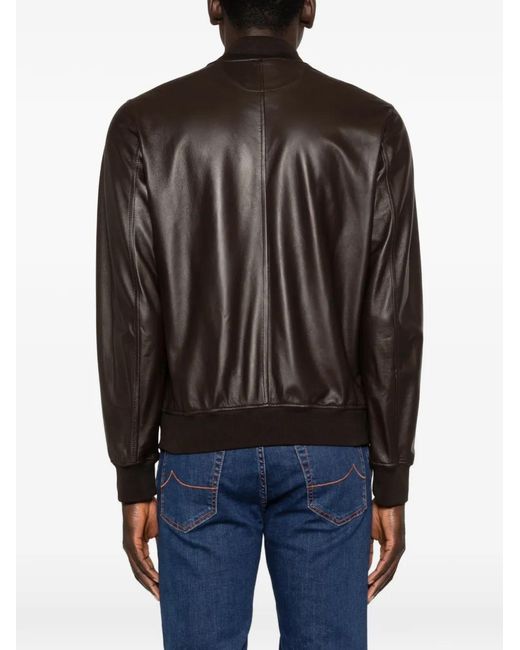 KIRED Black Buttoned Leather Jacket for men