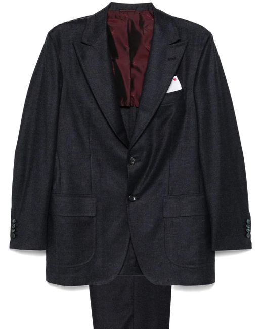 Kiton Black Checkered Suit for men