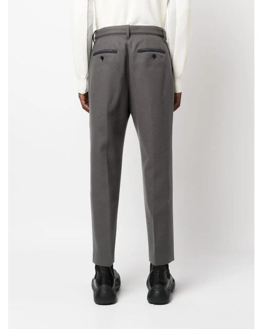 Sacai Gray Wool Tailored Cropped Trousers for men
