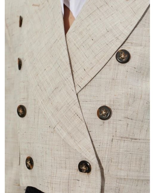 Vivienne Westwood White Ls Cut Off Double-Breasted Cropped Jacket
