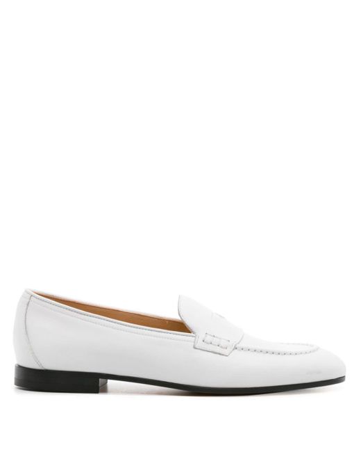 Doucal's White Penny-slot Leather Loafers