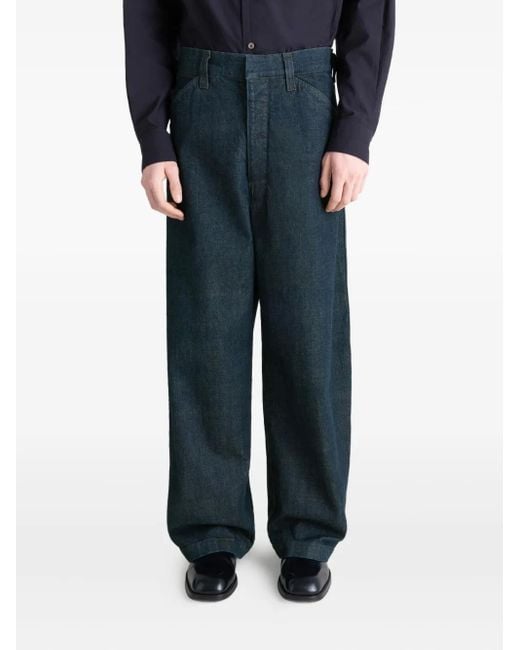 Lemaire Blue Maxi Workwear Adjustable-Strap Jeans for men