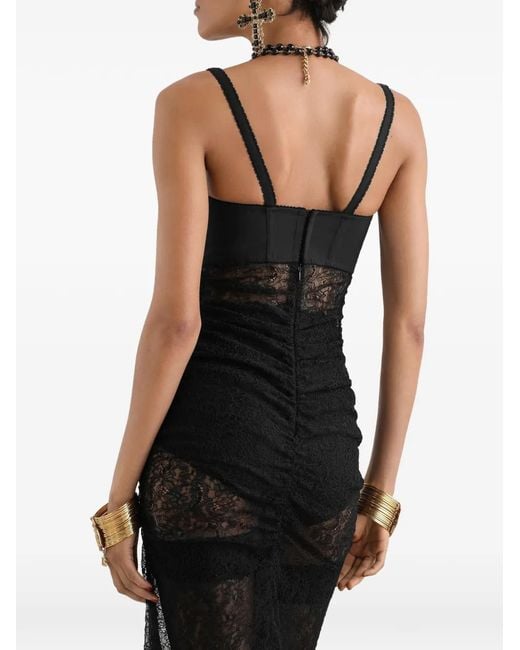 Dolce & Gabbana Black Lace Midi Dress