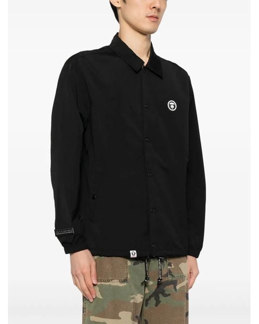 Aape By A Bathing Ape Black Logo-Patch Long-Sleeved Jacket for men