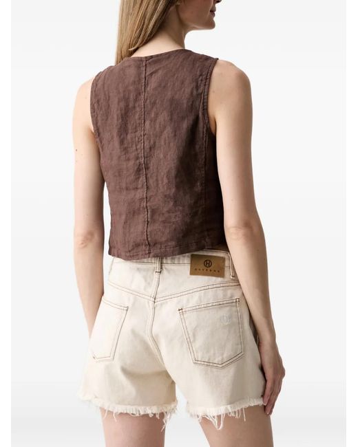 Haveone Brown Button-Up Waistcoat